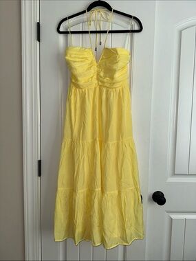 Sunshine Yellow Halter Midi Dress